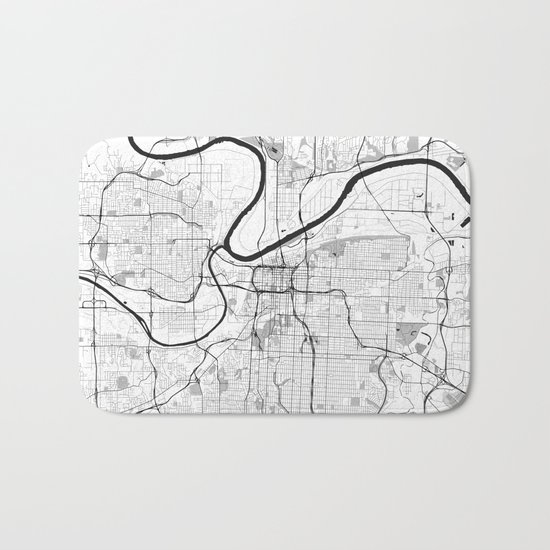 Kansas City Map Gray Bath Mat