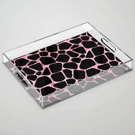 Black Pink Giraffe Skin Print Acrylic Tray