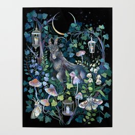 Black Goat Moon Garden Poster