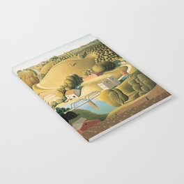 Stone City, Iowa, Rolling Hills, Great Plains Heartland landscape painting by Grant Wood Notebook