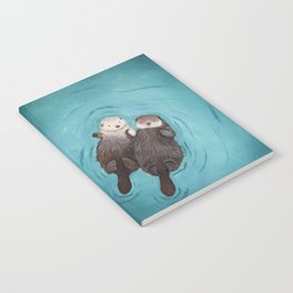 Otterly Romantic - Otters Holding Hands Notebook