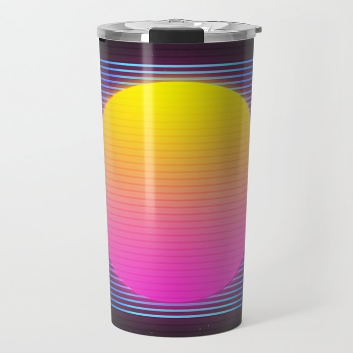 Retro 80's Neon Sunrise Travel Mug