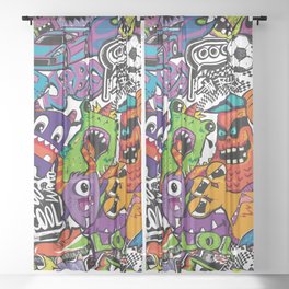 Abstract seamless comics monsters. Cartoon mutant repeated pattern Sheer Curtain