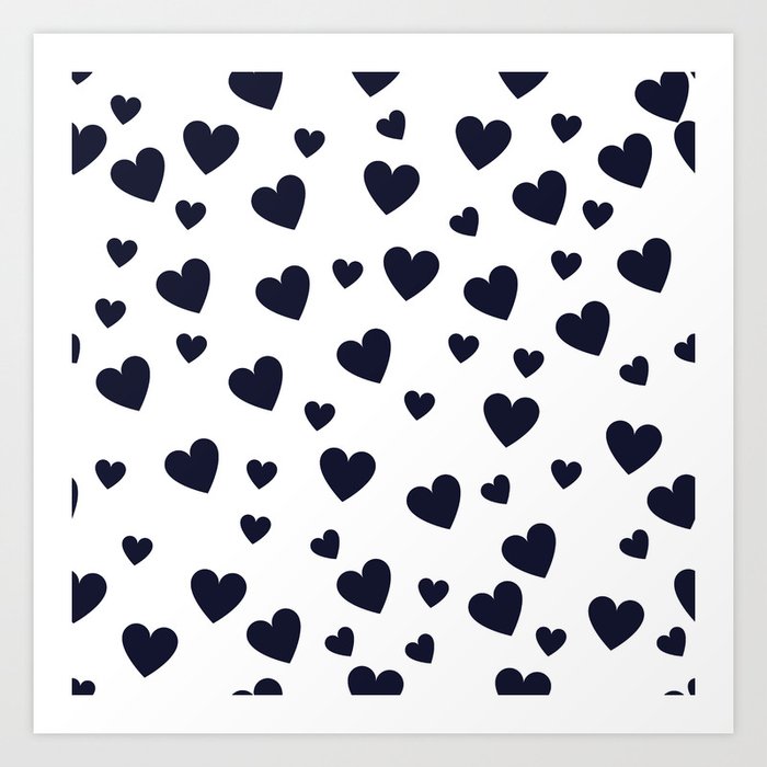 Hearts pattern - dark blue Art Print