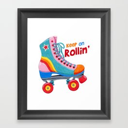 Roller Skates Pattern Framed Art Print