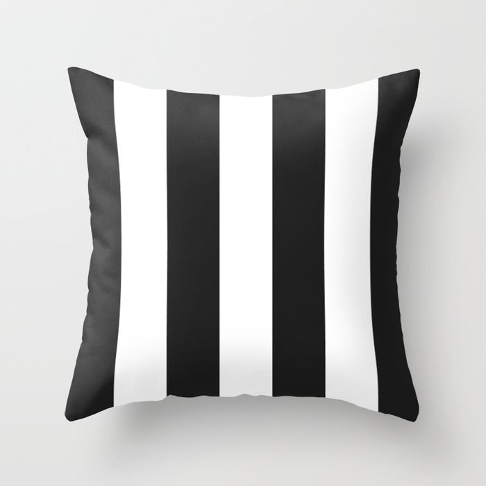 Thick Fat Large Vertical Black and White Stripes Throw Pillow by Abstract Black and White Society6