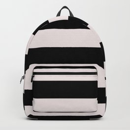 Black and Oyster White Cabana Beach Horizontal Stripe Backpack