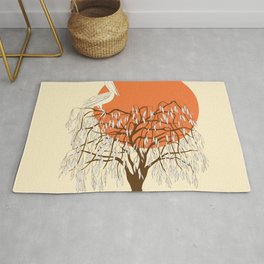 weeping willow, pelican and sun Rug