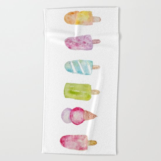 ICE CREAM WATERCOLOR Beach Towel