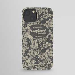 Club Surfing Longboard Logo and Hibiscus Hawaiian Print  iPhone Case