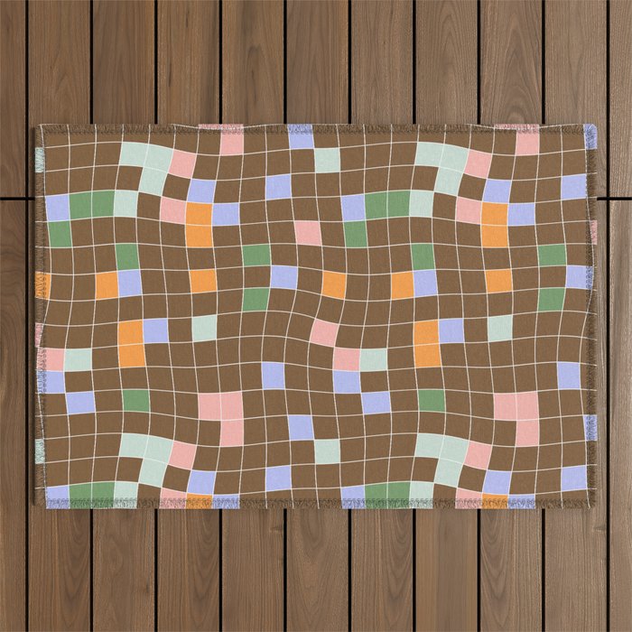 Simple Warped Checks Outdoor Rug