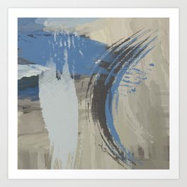 Grey And Blue Abstract Art Painting Art Print