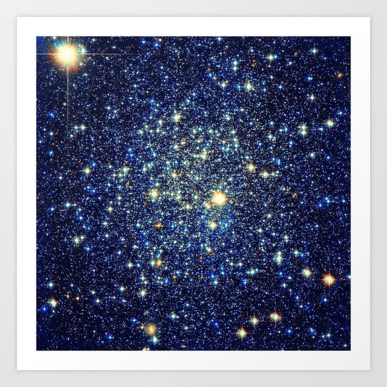 galaxY Stars : Midnight Blue & Gold Art Print