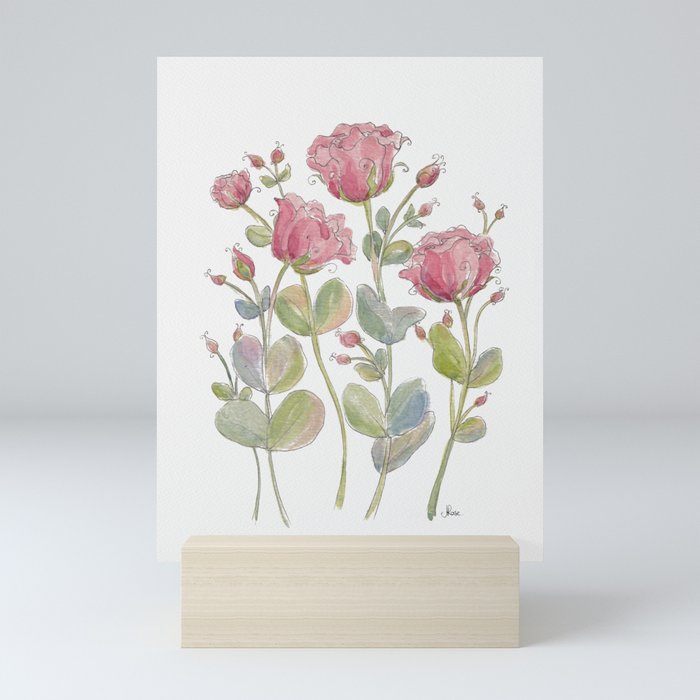 Rose Pink Lisianthus Flowers Mini Art Print