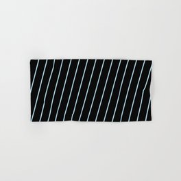 [ Thumbnail: Light Blue & Black Colored Pattern of Stripes Hand & Bath Towel ]
