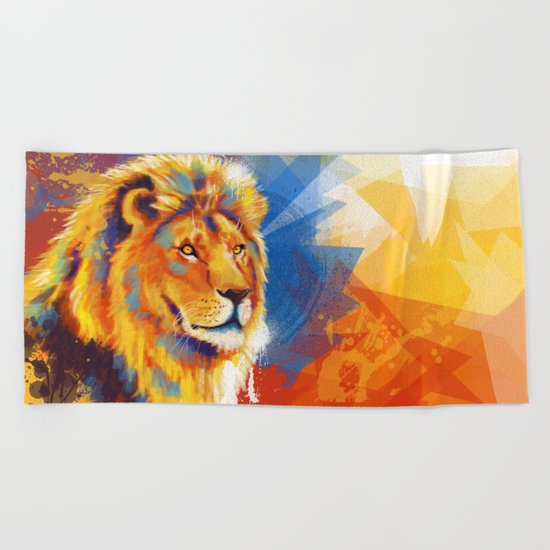 Majesty - Lion portrait Beach Towel