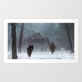 winter walk through the woods Art Print