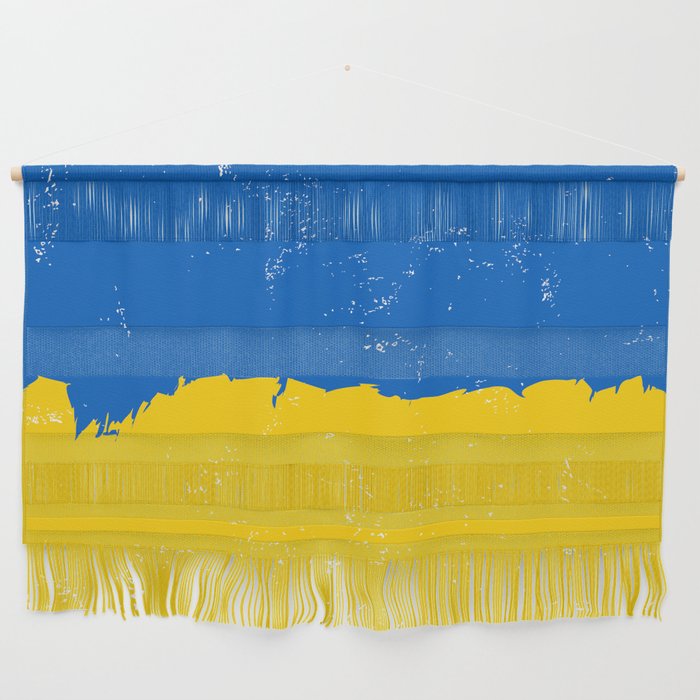 Blue and Yellow Digital Watercolor Stripe Urkaine Colors 2 100% Commission Donated To IRC Read Bio Wall Hanging