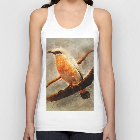 Orange and white bird on the branch Unisex Tank Top