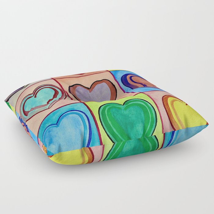 Rainbow Hearts Floor Pillow