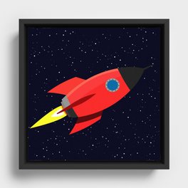 Rocket in space Framed Canvas
