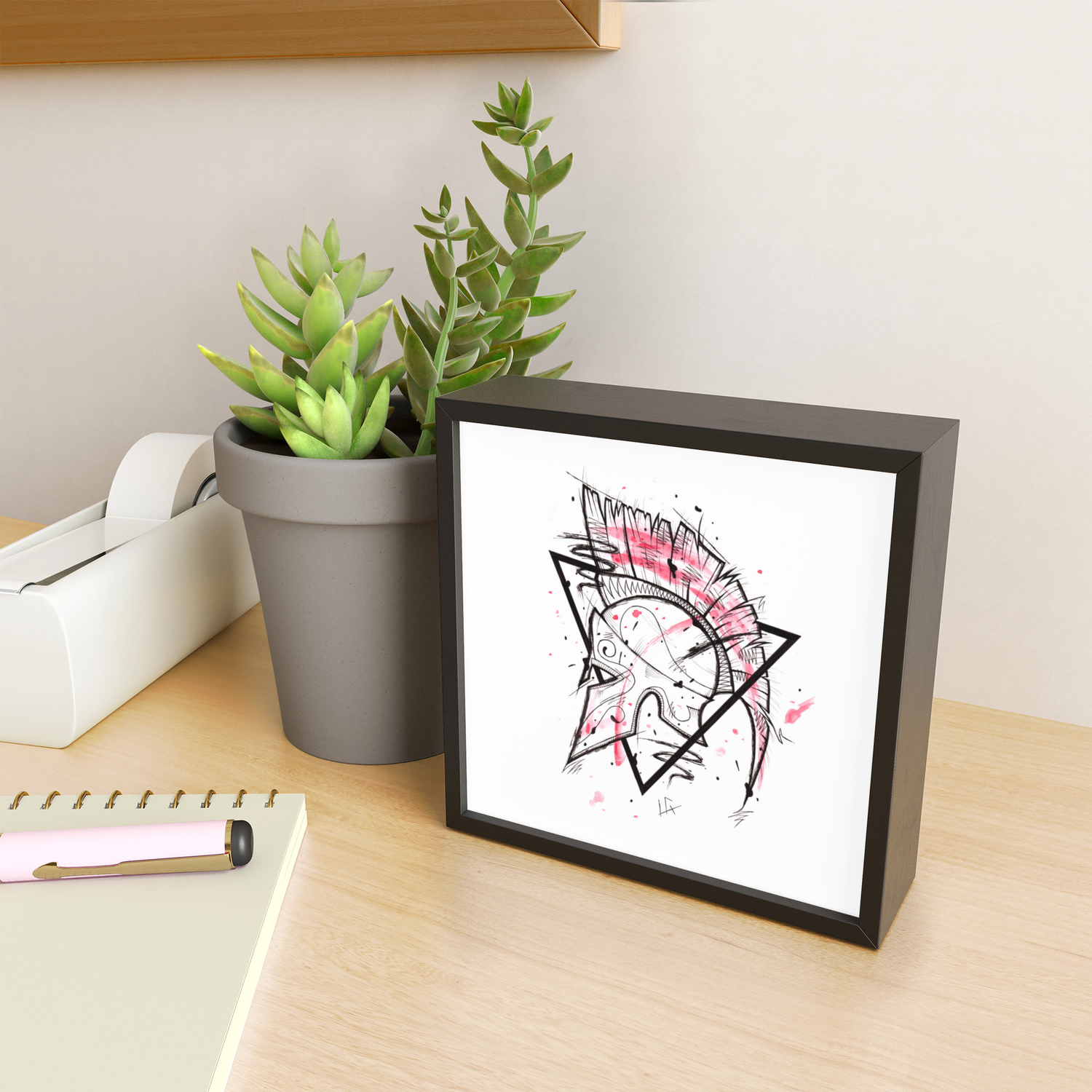 Spartan Helmet Handmade Drawing Made In Pencil And Ink Tattoo Sketch Tattoo Flash Blackwork Framed Mini Art Print By Lucagenart Society6