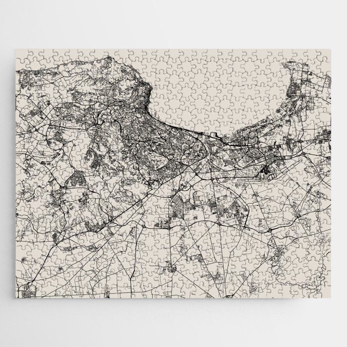 Algiers, Algeria Black&White Map Jigsaw Puzzle