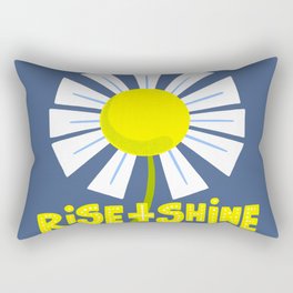 Rise And Shine Retro Modern Daisy Flower On Navy Rectangular Pillow