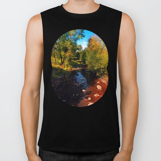 River scene at the end of summer Biker Tank