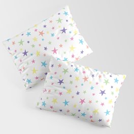 Rainbow Stars on White Pillow Sham