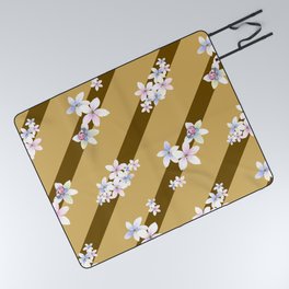 Lines and Flowers Design Picnic Blanket