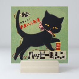 Vintage Japanese Black Cat Mini Art Print