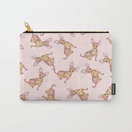 Cute Chihuahua Watercolor Painted Pink Brown Carry-All Pouch