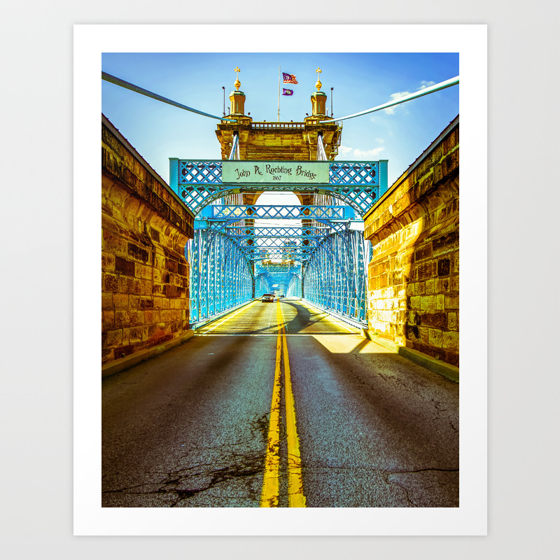 Cincinnati Ohio John Roebling Bridge Roadway Tunnel Art Print By Gregoryballosfineart Society6