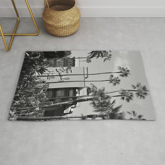 Beverly Hills Hotel, California black and white photograph / black and white photography Rug