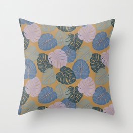 Monstera leaves pattern Throw Pillow