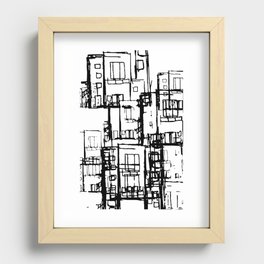 Black & Gray Fire Escapes Recessed Framed Print