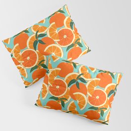 Orange Harvest - Blue Pillow Sham