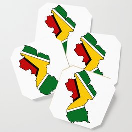 Guyana Map with Guyanese Flag Coaster