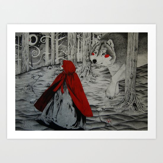 A meeting in the woods Art Print