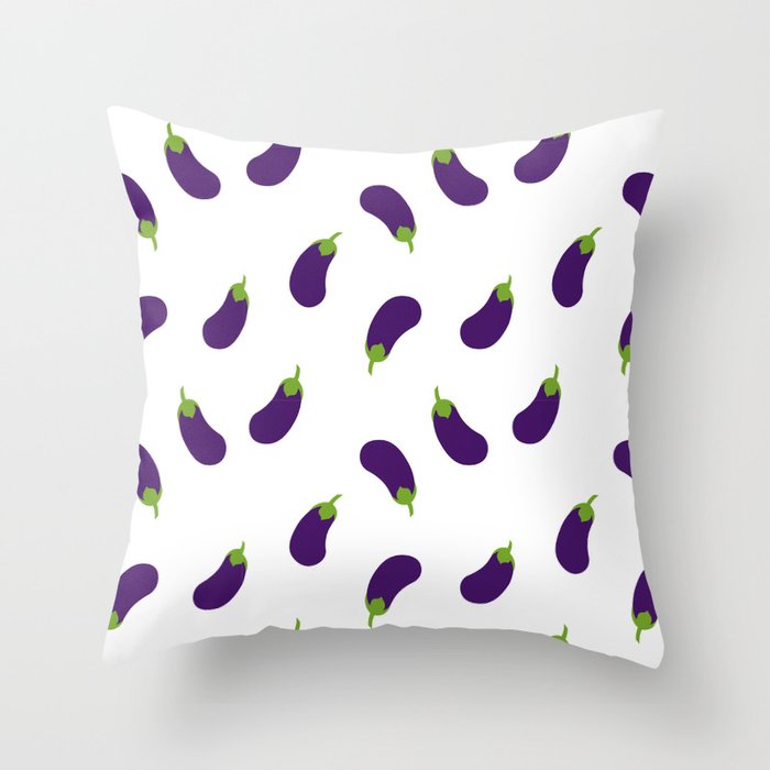 Eggplant Aubergine Veggie Food Pattern Throw Pillow By Deificusart