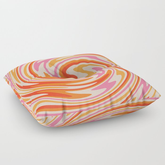 70s Retro Swirl Color Abstract Floor Pillow