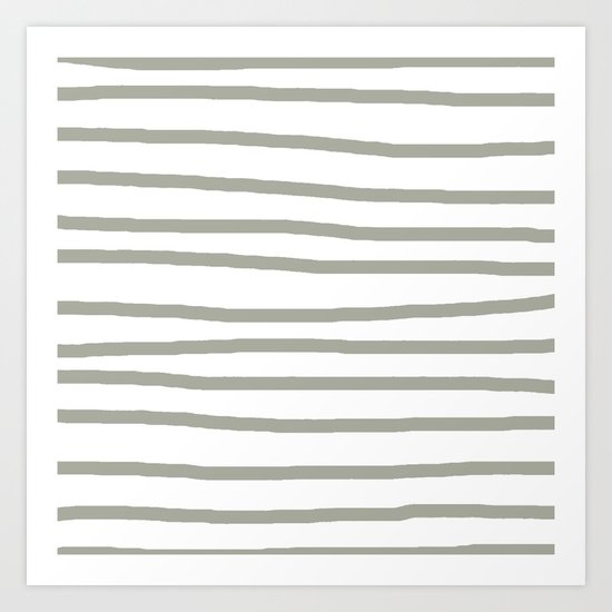 Simply Drawn Stripes Retro Gray on White Art Print