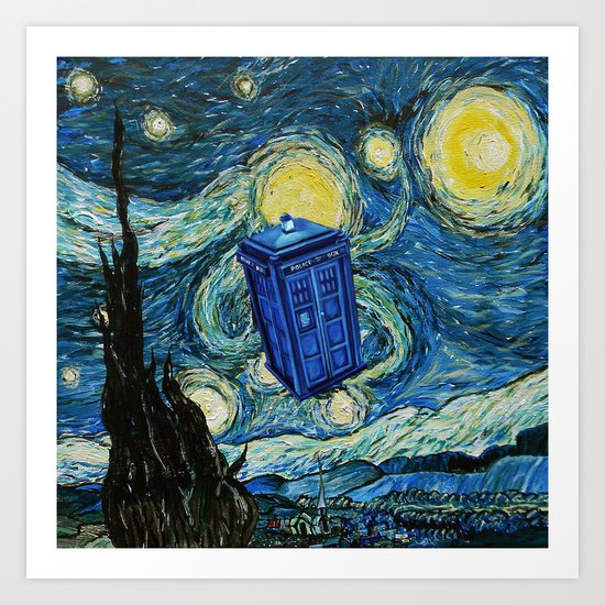 Tardis Dr. Who Starry Night Art Print