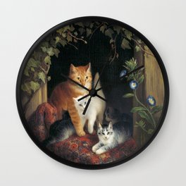 Cat with Kittens Wall Clock