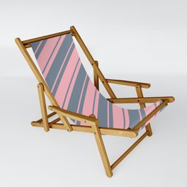 [ Thumbnail: Light Pink & Light Slate Gray Colored Lines Pattern Sling Chair ]