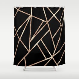 Classic Black Rose Gold Geo #1 (Faux Glitter) #geometric #decor #art #society6 Shower Curtain