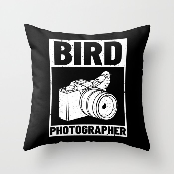 Bird Photography Lens Camera Photographer Throw Pillow