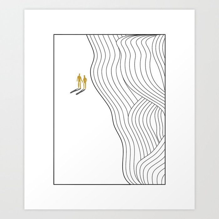 Abstract Geometric Landscape Beach Sun And People Strolling Art