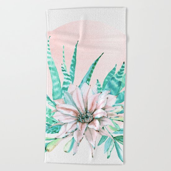 Desert Cactus Succulent Beach Towel